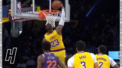 LeBron James Throws Down NASTY BASELINE DUNK, Lakers Bench Goes CRAZY