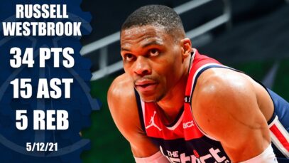 Russell Westbrook records 34 PTS and 15 AST for Wizards against Hawks